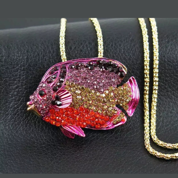 New Betsey Johnson Multi-Color Crystal Cute Fish - Picture 2 of 3